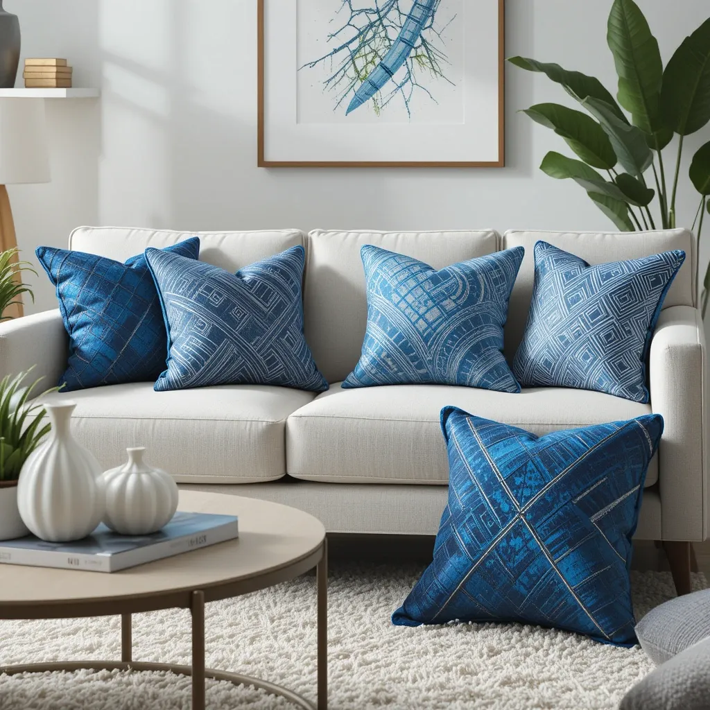 Blue Accent Pillows with Patterns