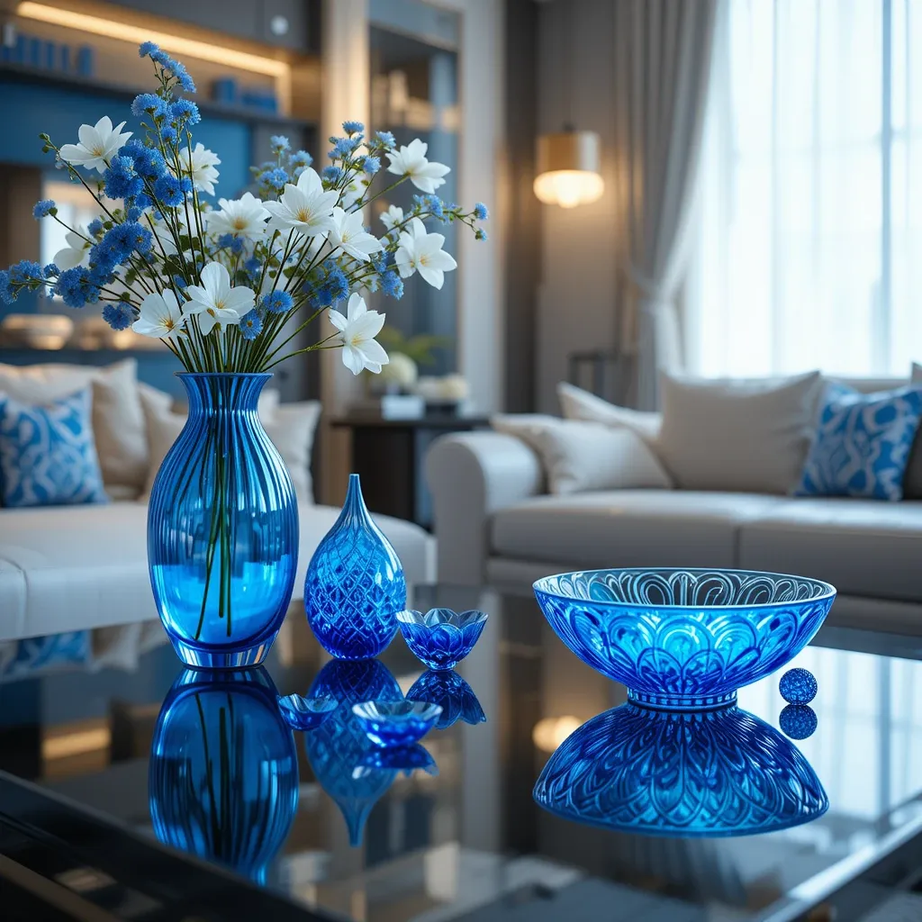 Blue Glass Decor Pieces
