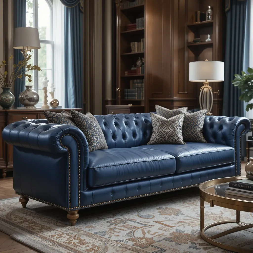 Blue Leather Couch