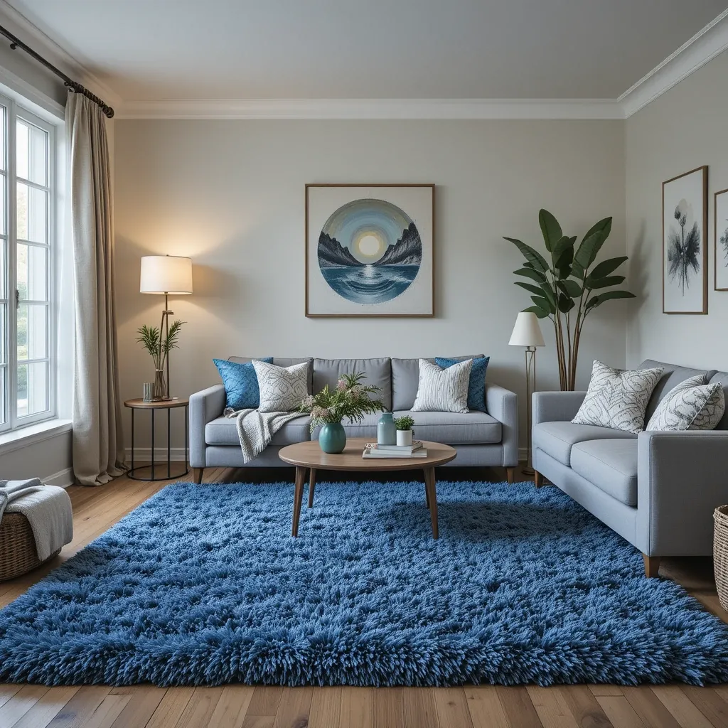 Blue Shaggy Rug