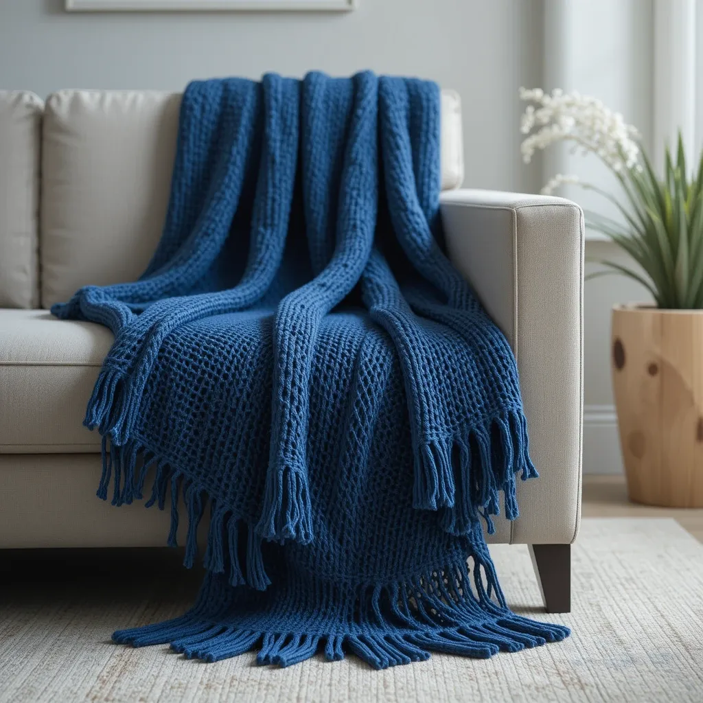 Blue Woven Throw Blanket