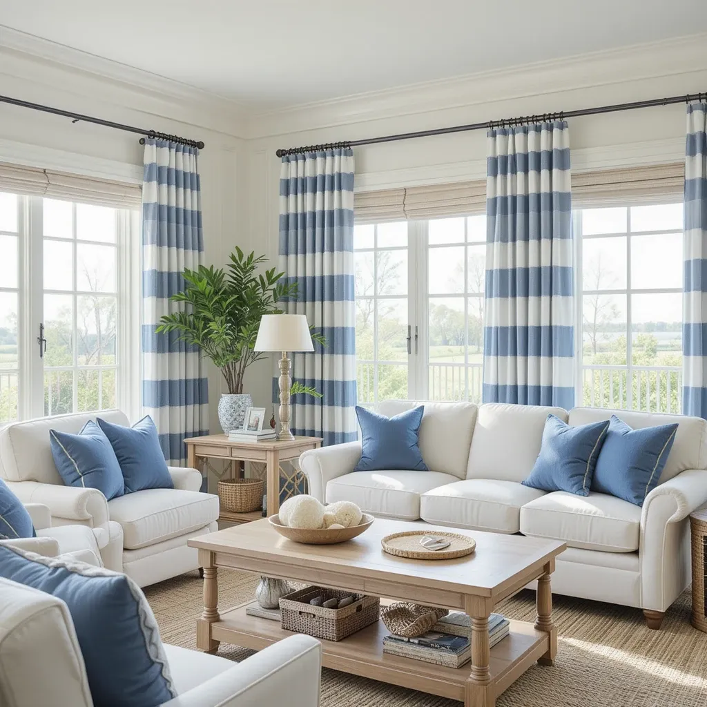 Blue and White Striped Curtains