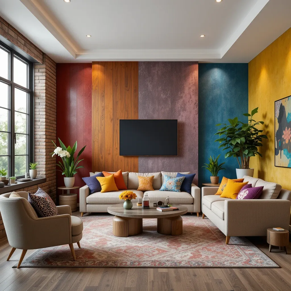 Colorful Accent Walls with Textures