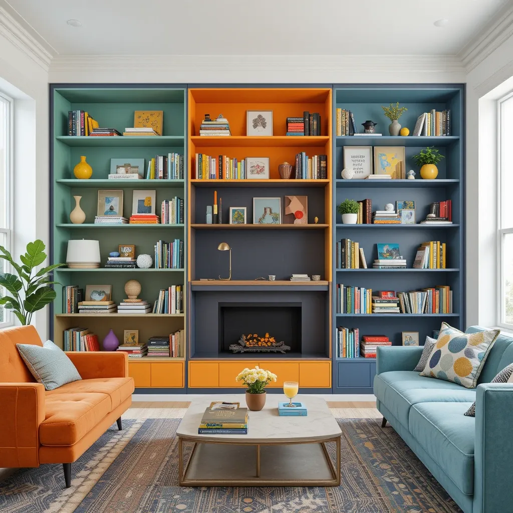 Colorful Bookshelves