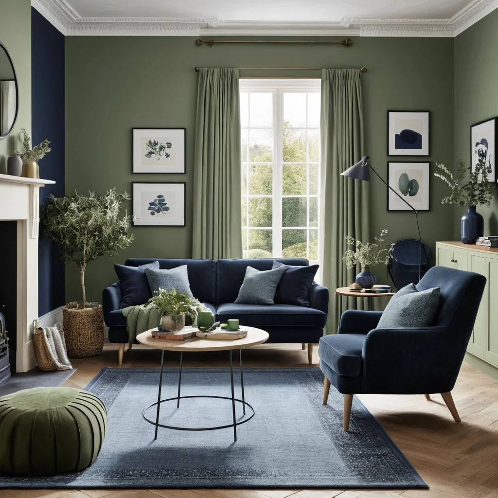 Mix Sage Green with Navy Blue