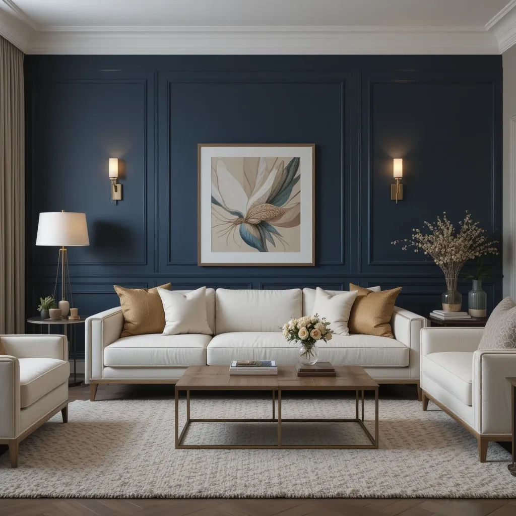 Navy Blue Accent Wall
