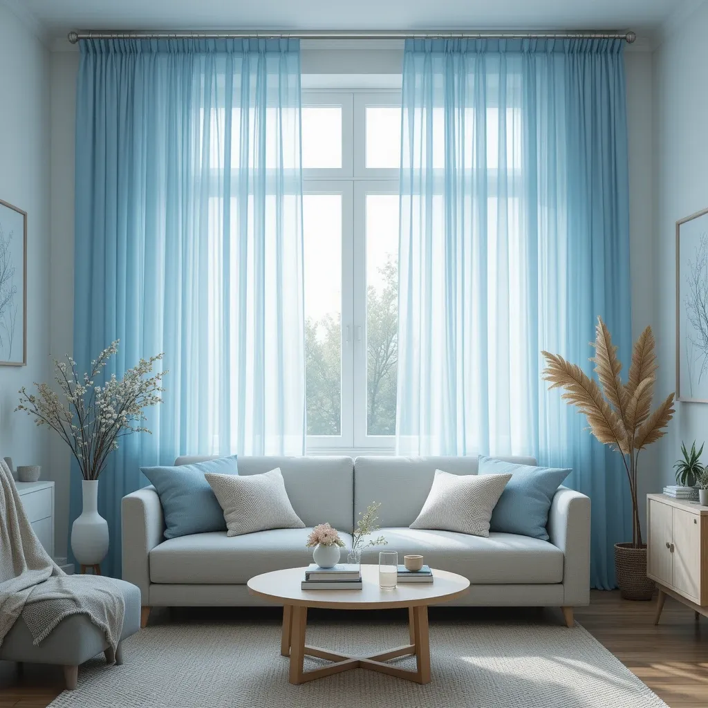Soft Blue Sheer Curtains