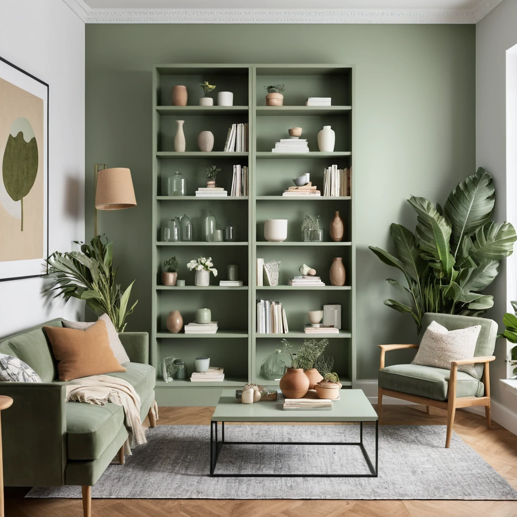 Use Sage Green Bookshelves