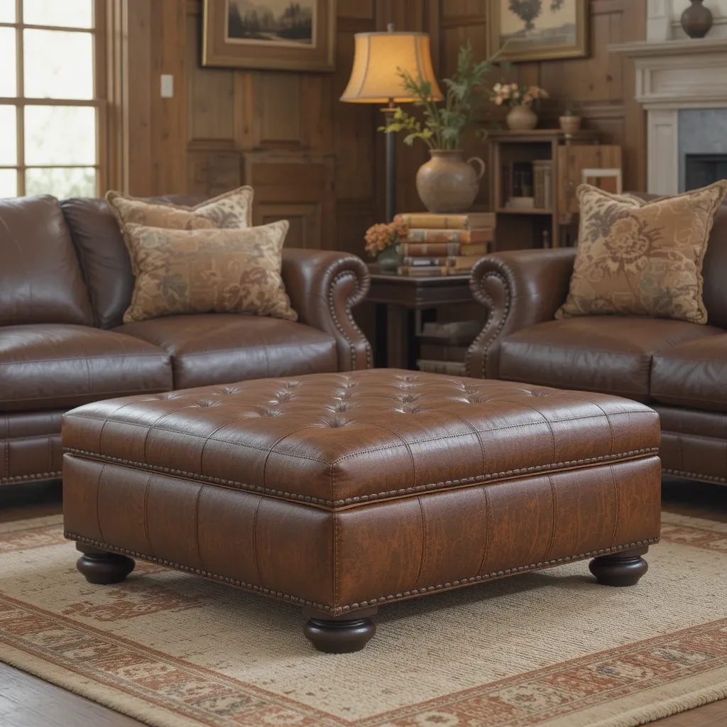 Western Leather Ottomans