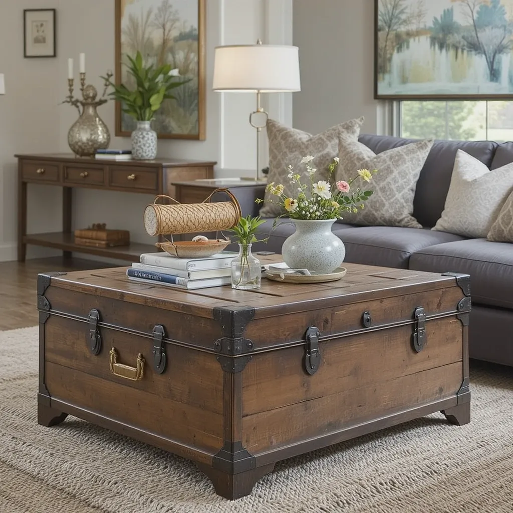 Aged Wooden Trunks as Coffee Tables