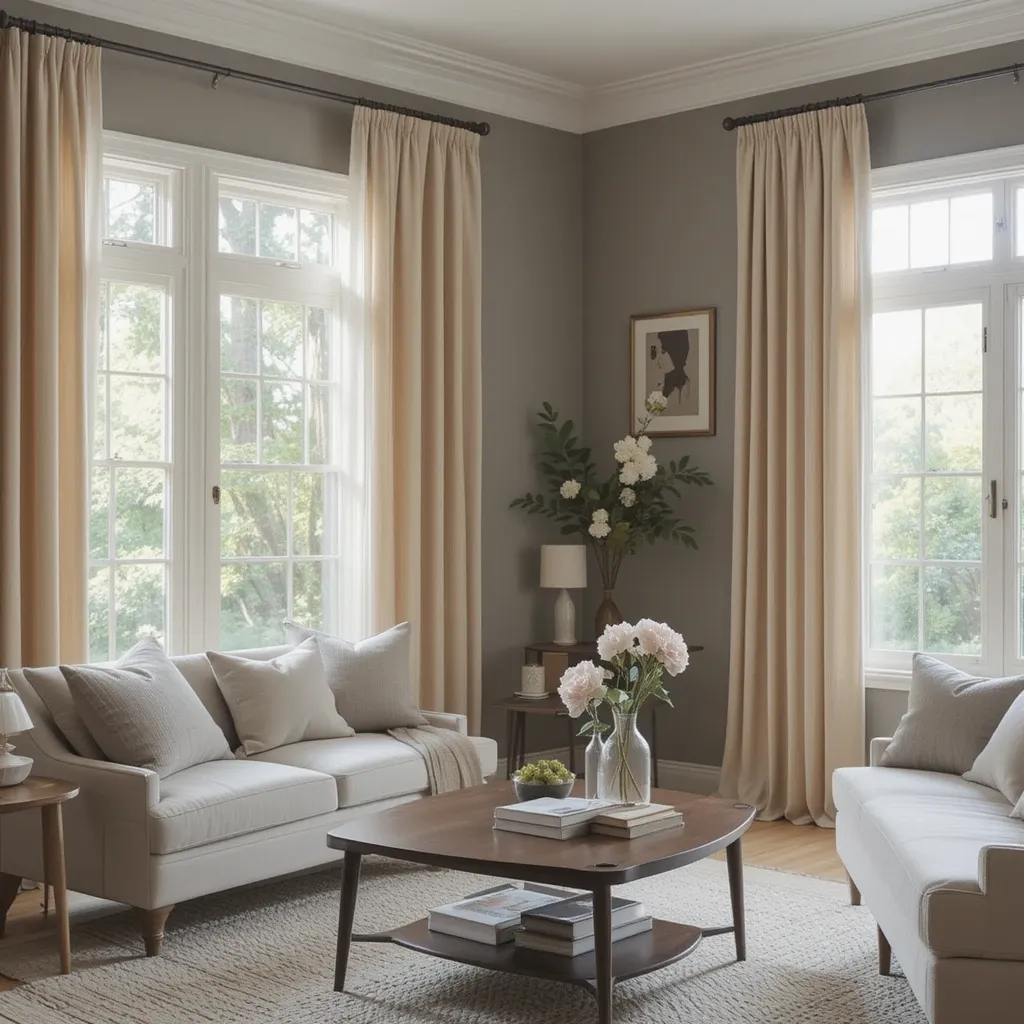 Beige Curtains and Grey Walls