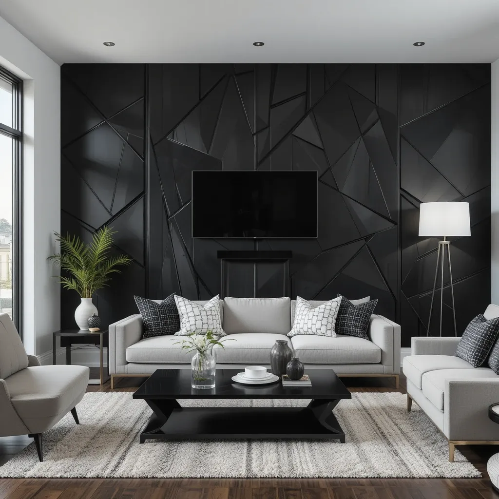 Black Geometric Accent Wall