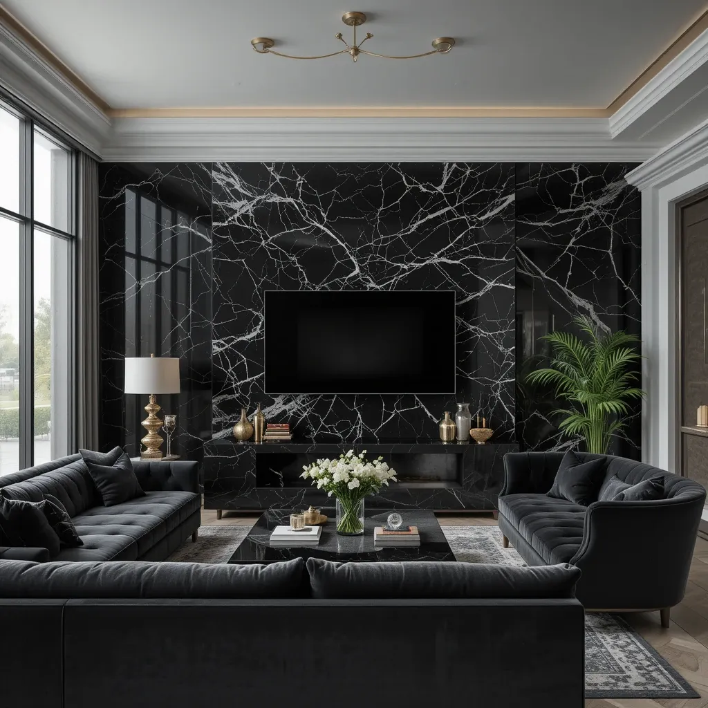 Black Marble Accent Wall