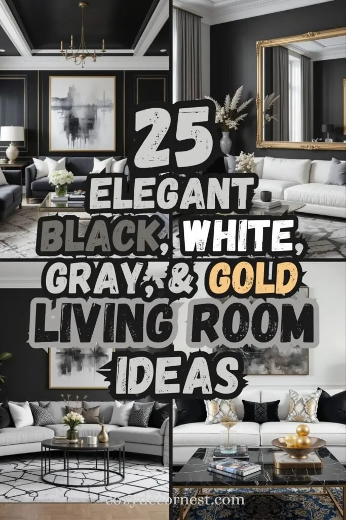 Black, White, Gray, and Gold Living room