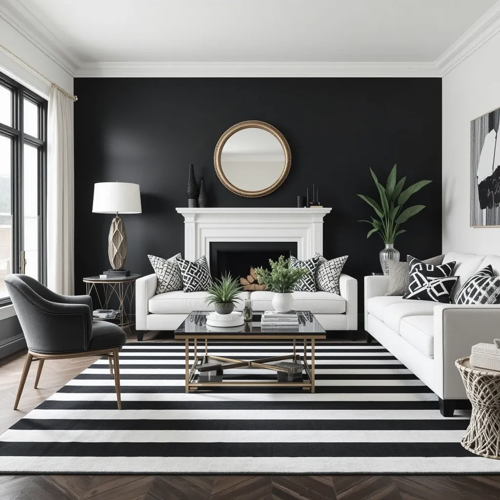 Black and White Striped Rugs