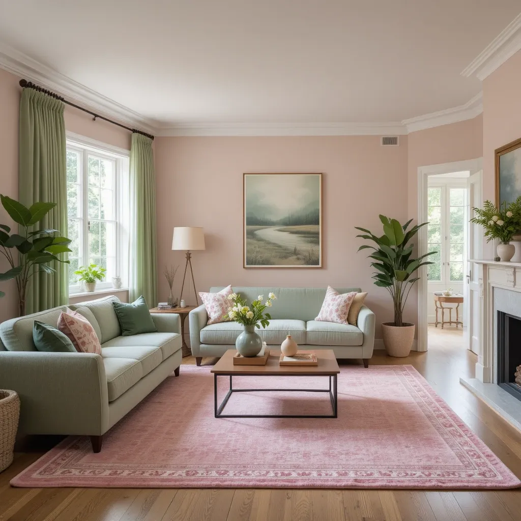 Blush Pink and Fern Green Accents