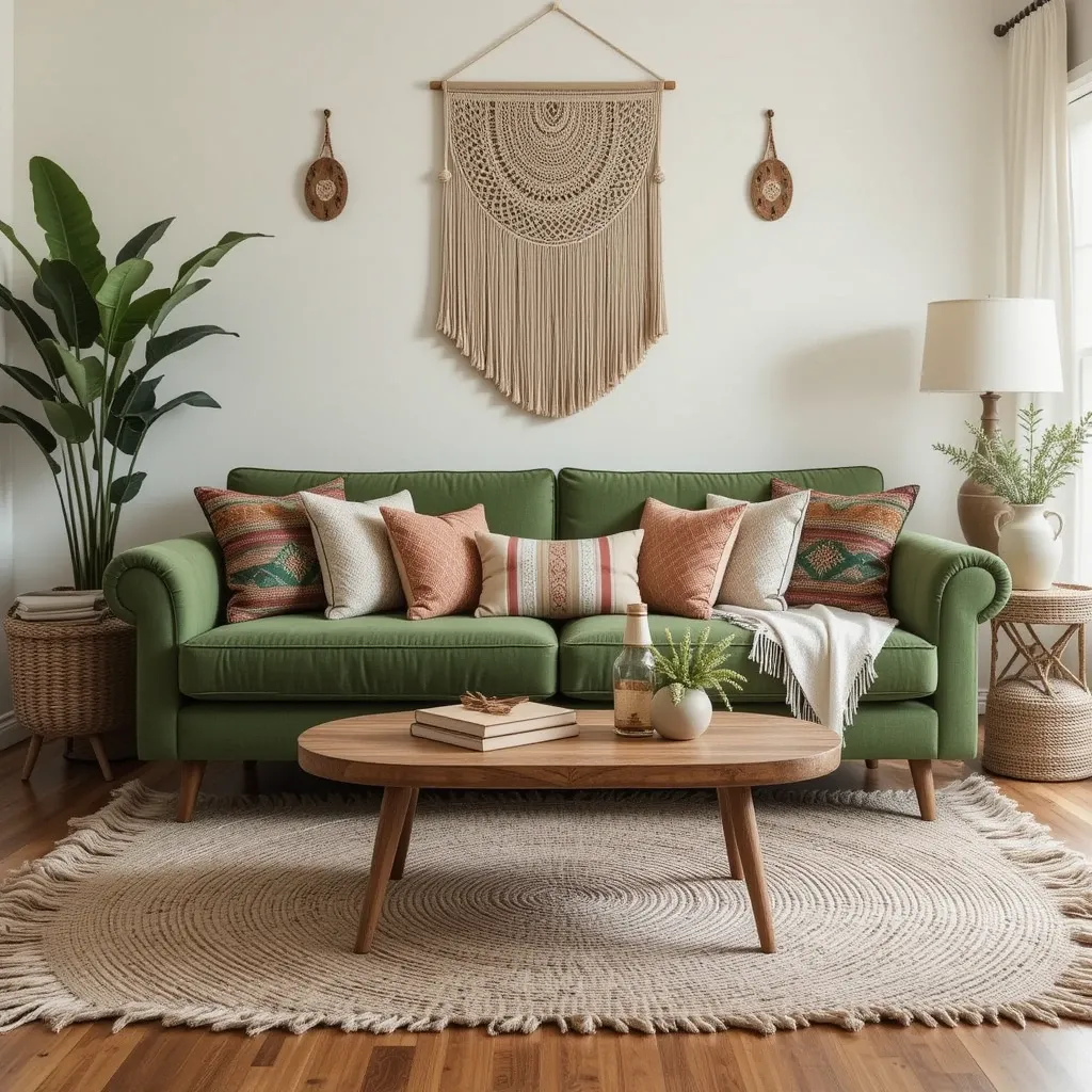 Boho Chic with a Vintage Green Sofa