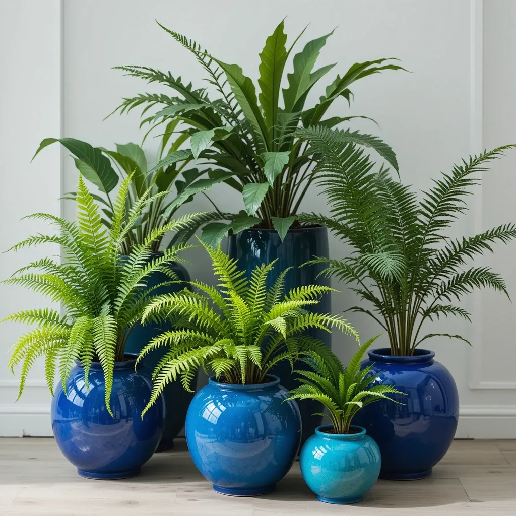 Botanical Haven with Blue Pots