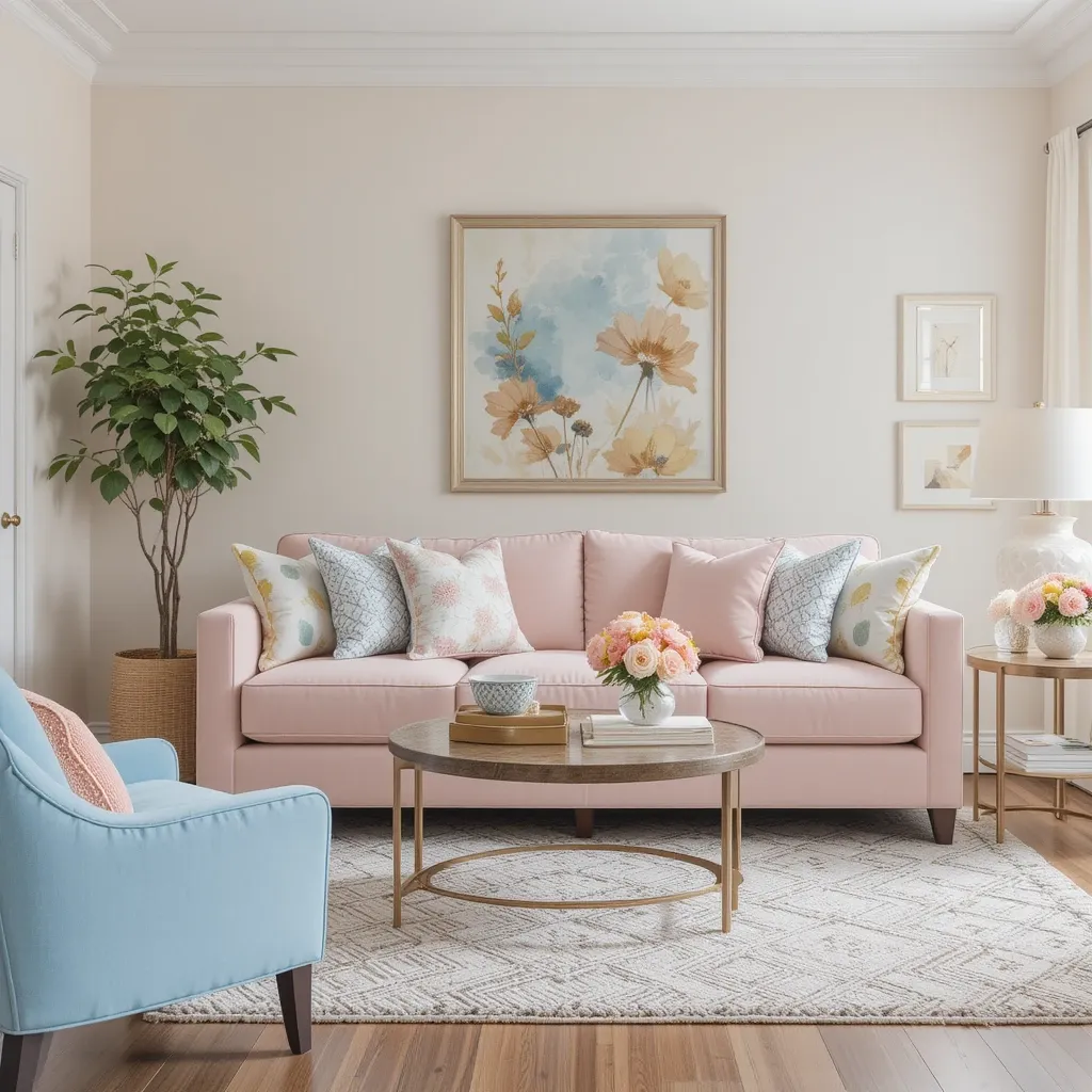 Choose a Soft Blush or Sky Blue Couch