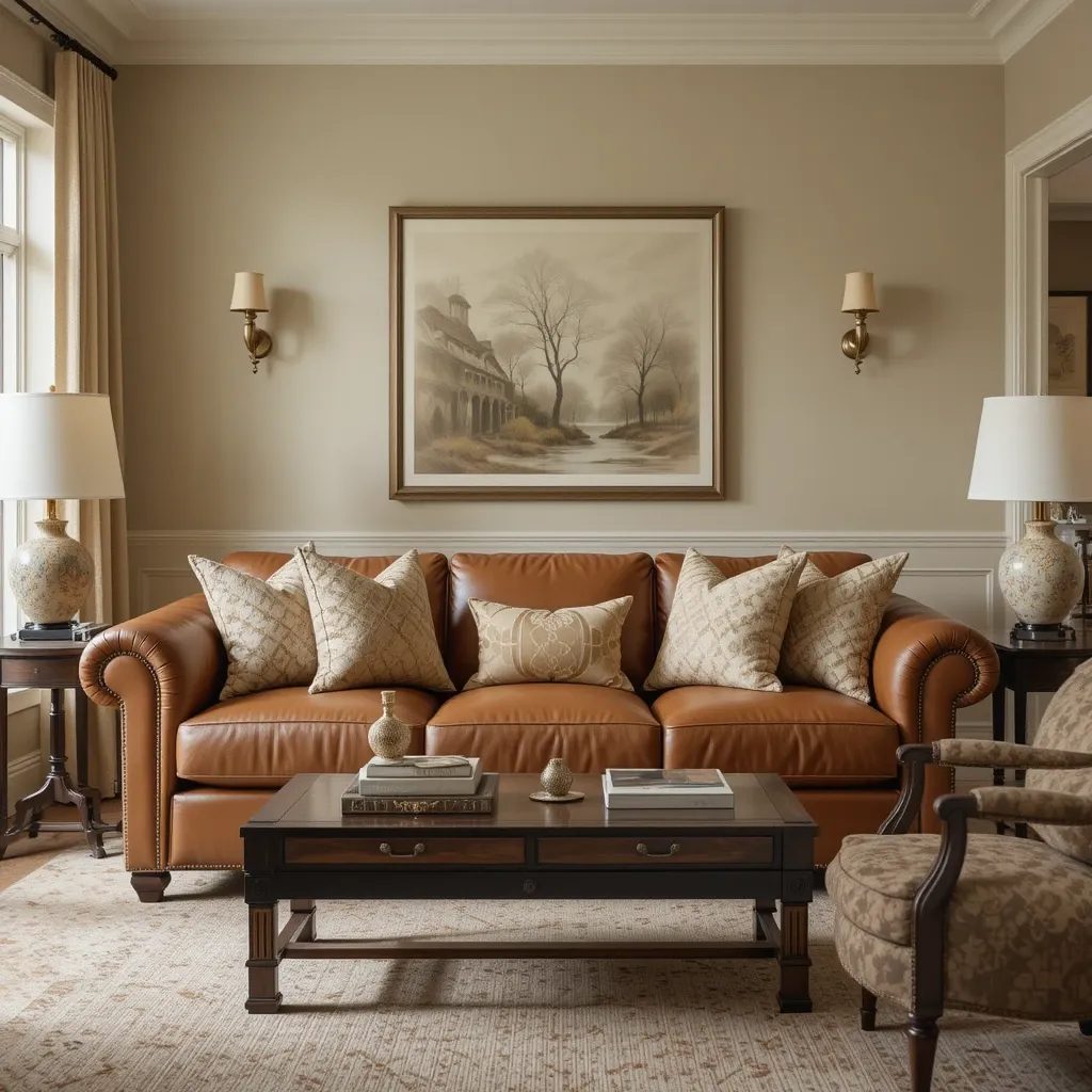 Classic Brown Leather Couch for a Cozy Vibe