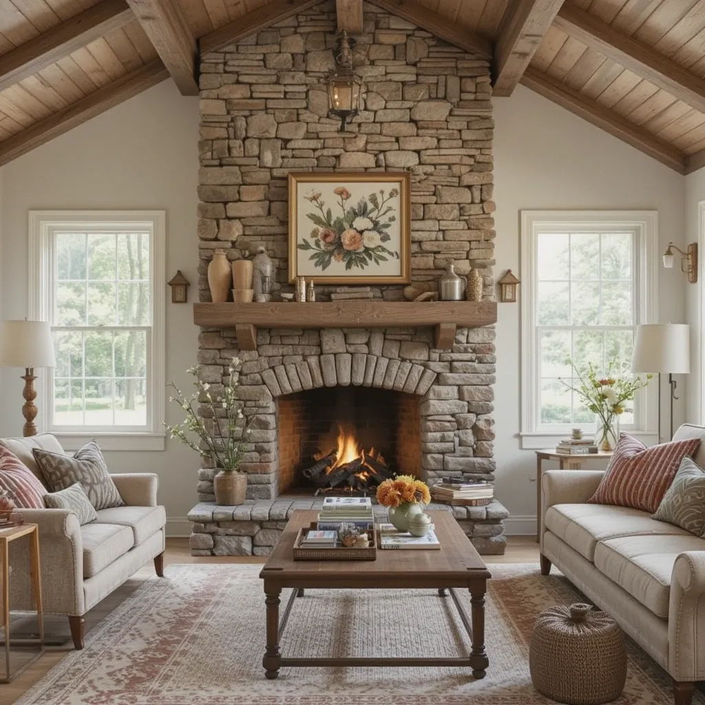 Cottage-Inspired Fireplace