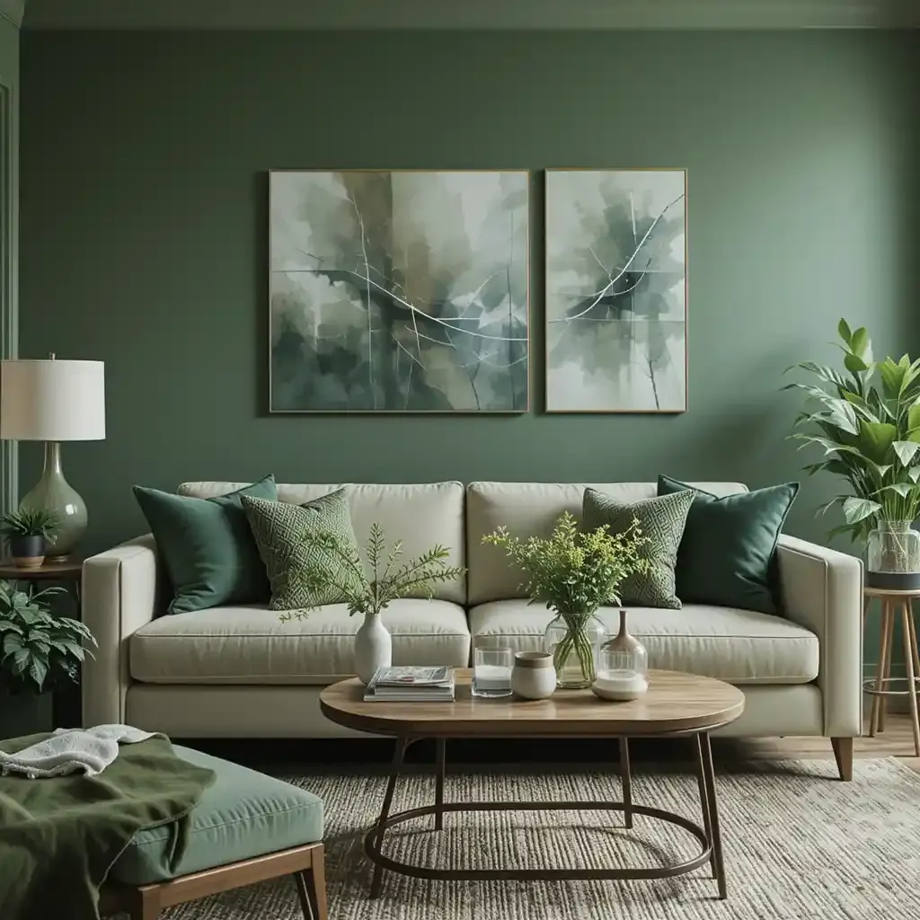 Cushions in Varying Shades of Green