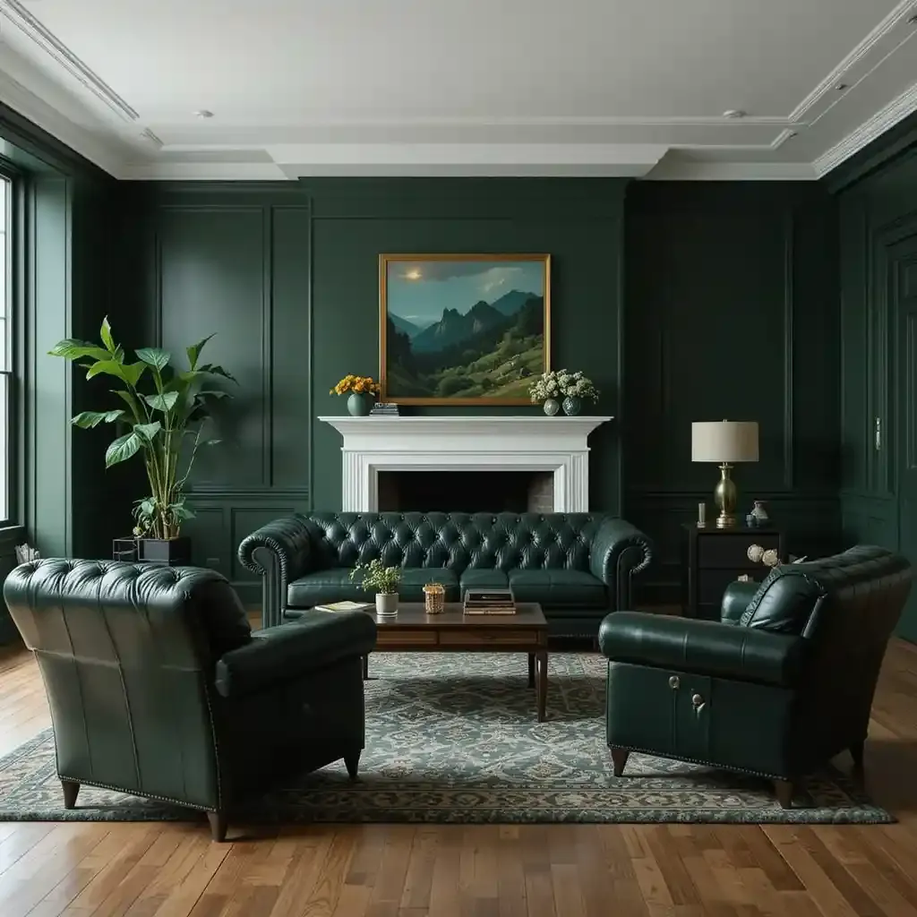 Dark Green Leather Furniture