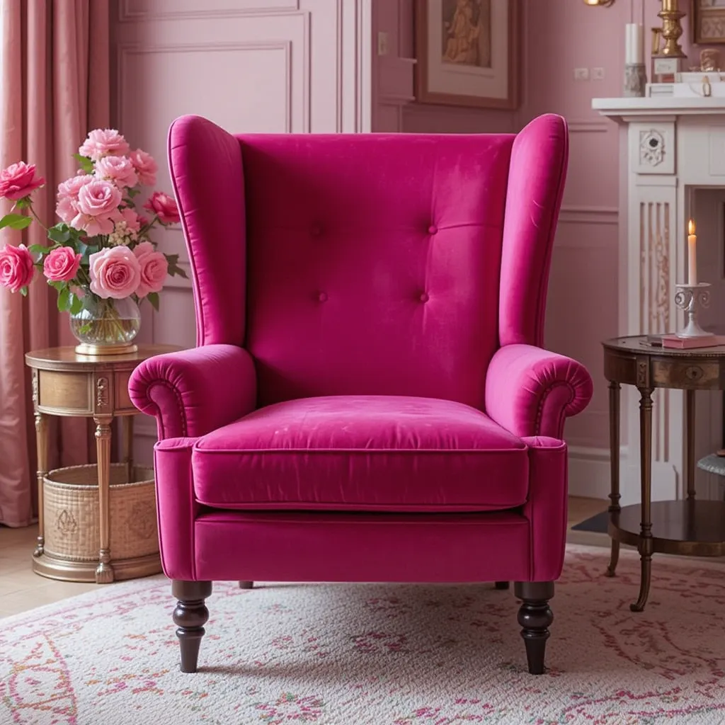 Dark Pink Accent Chair