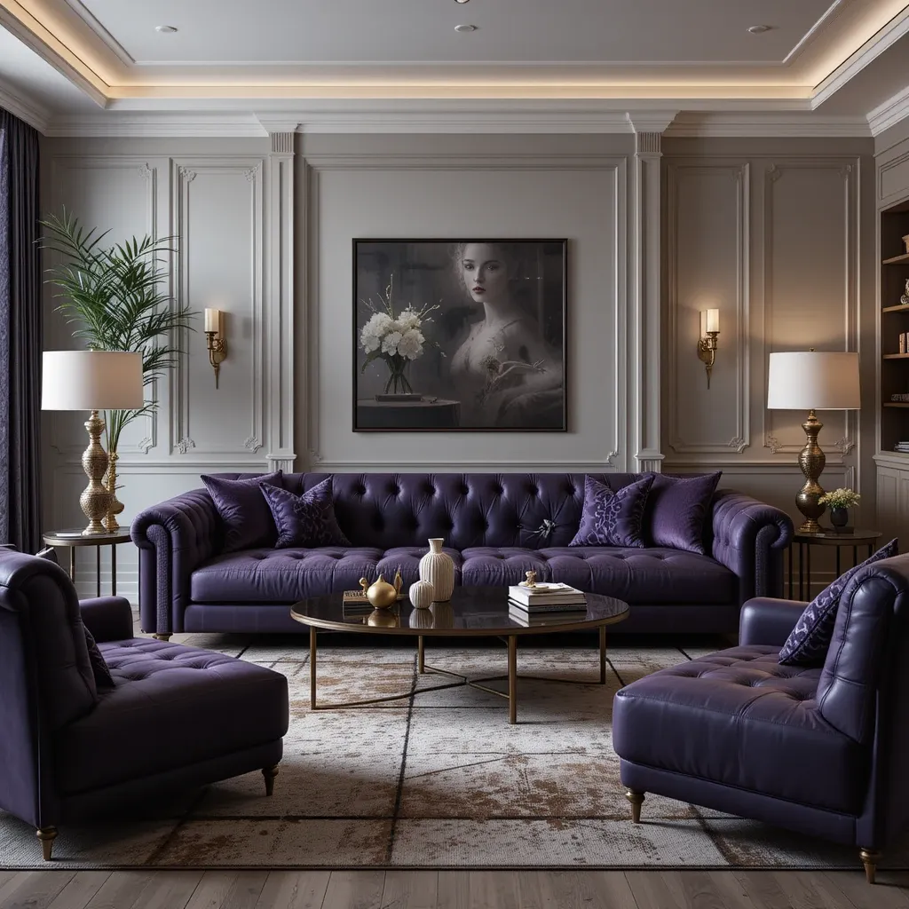Dark Purple Leather Furniture