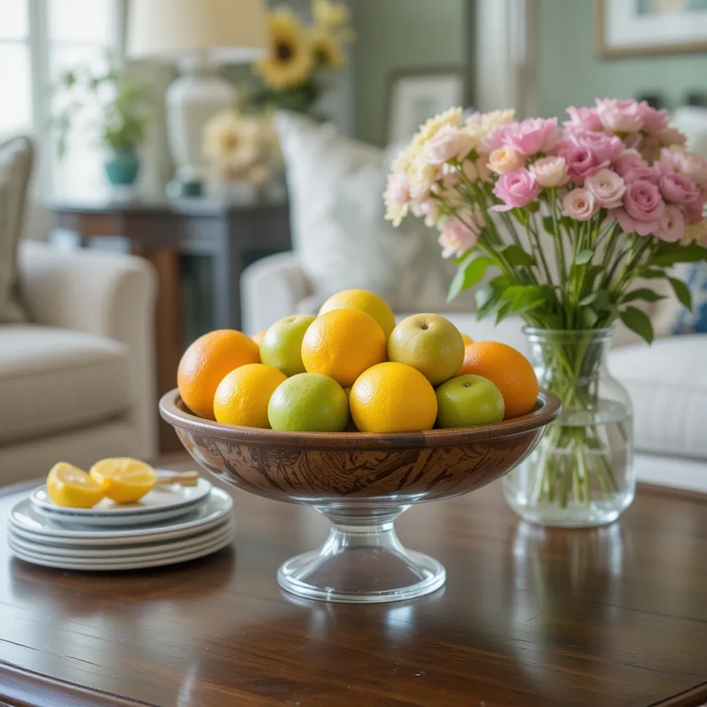 Display a Bowl of Fresh Fruits