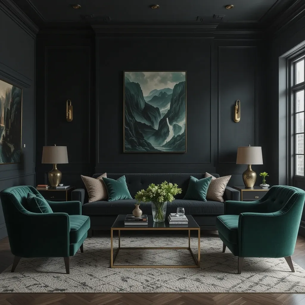 Dramatic Black and Emerald Green 