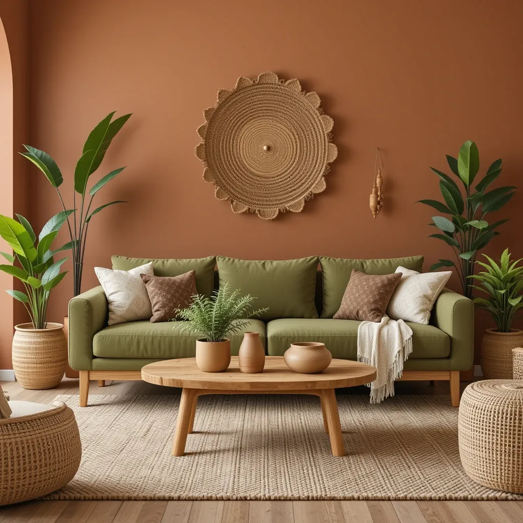 Earthy Tones with Olive Green Seating