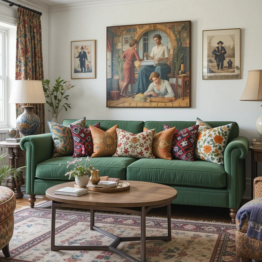 Eclectic Mix with Patterned Throw Pillows