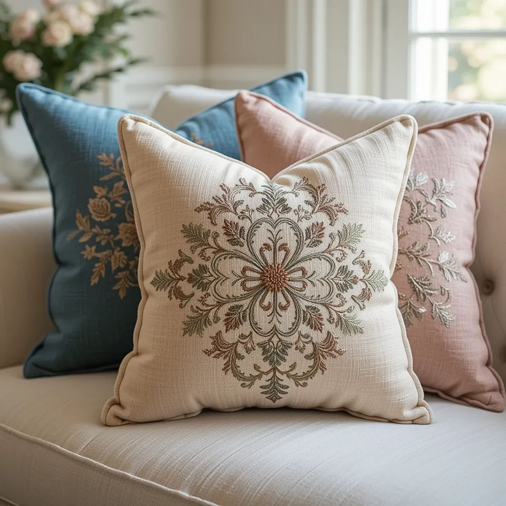 Embroidered Linen Throw Pillows