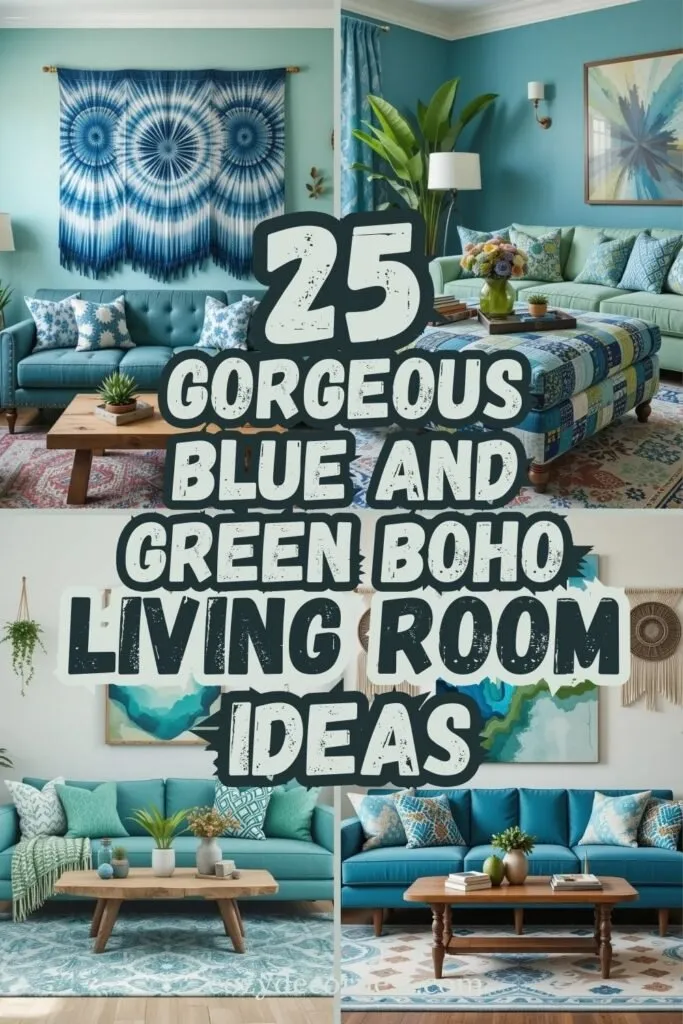 Gorgeous Blue and Green Boho Living room