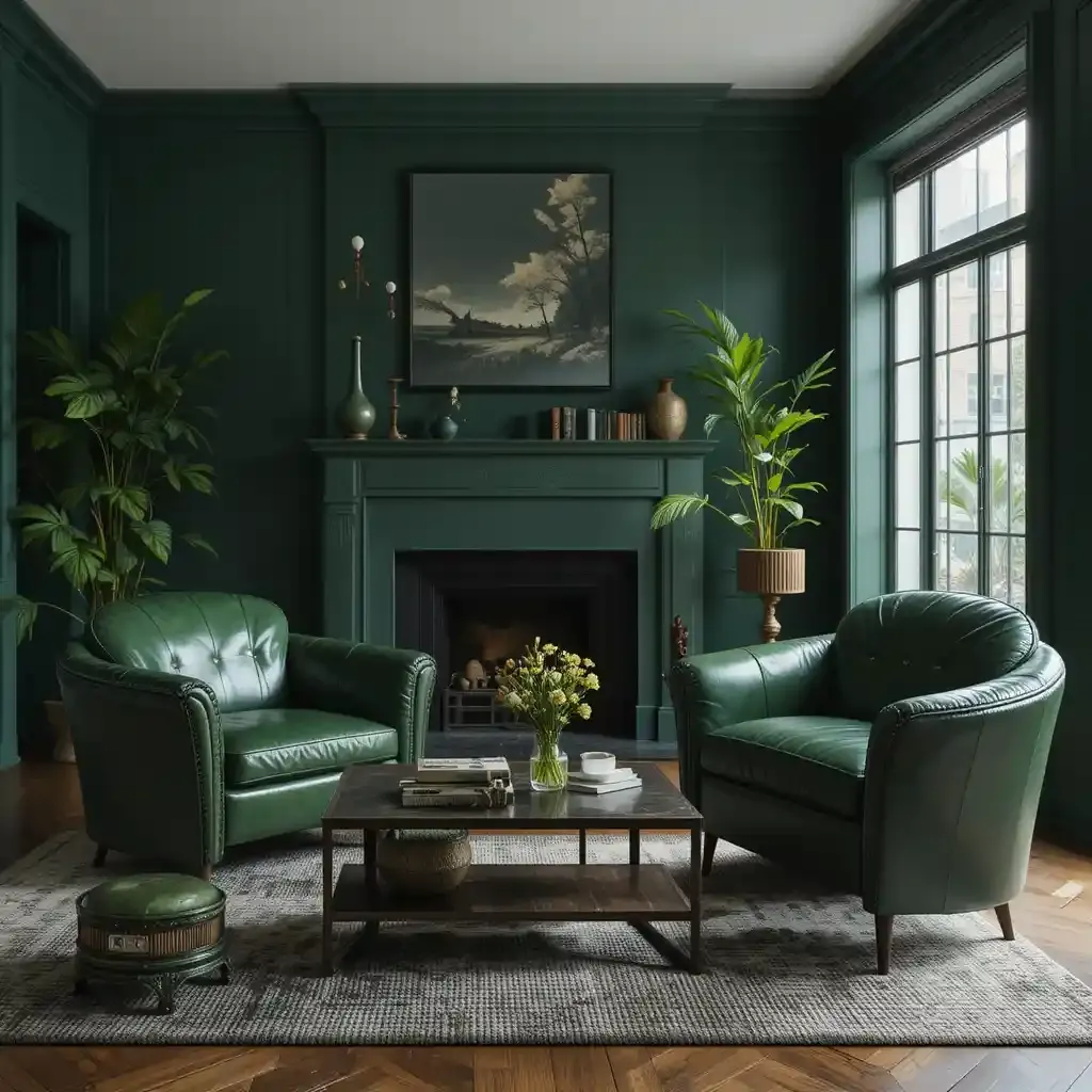 Green Leather Accent Chairs