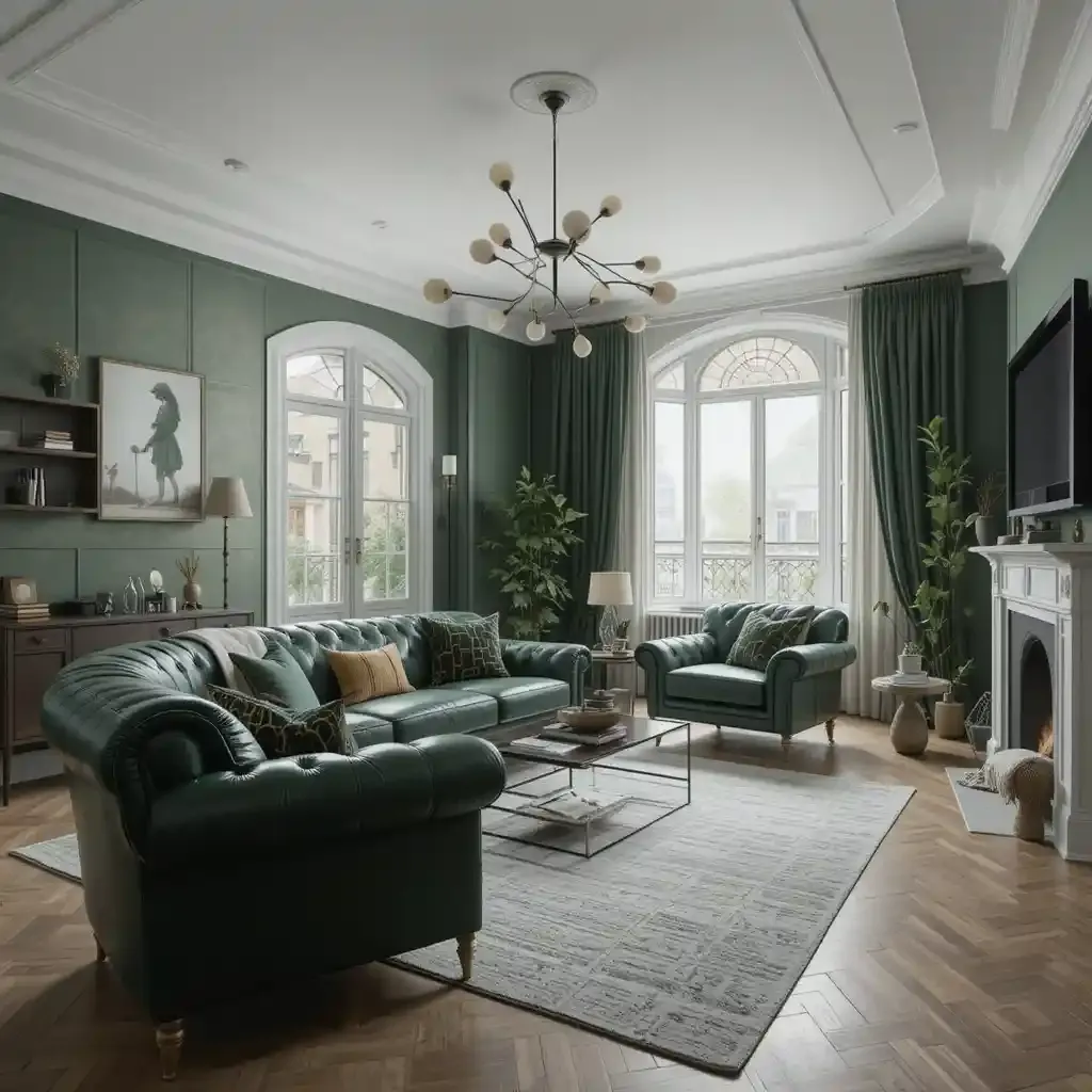 Green with Black and White