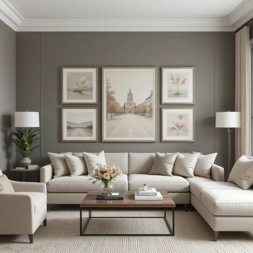 Grey Walls with Beige Accents in Artwork