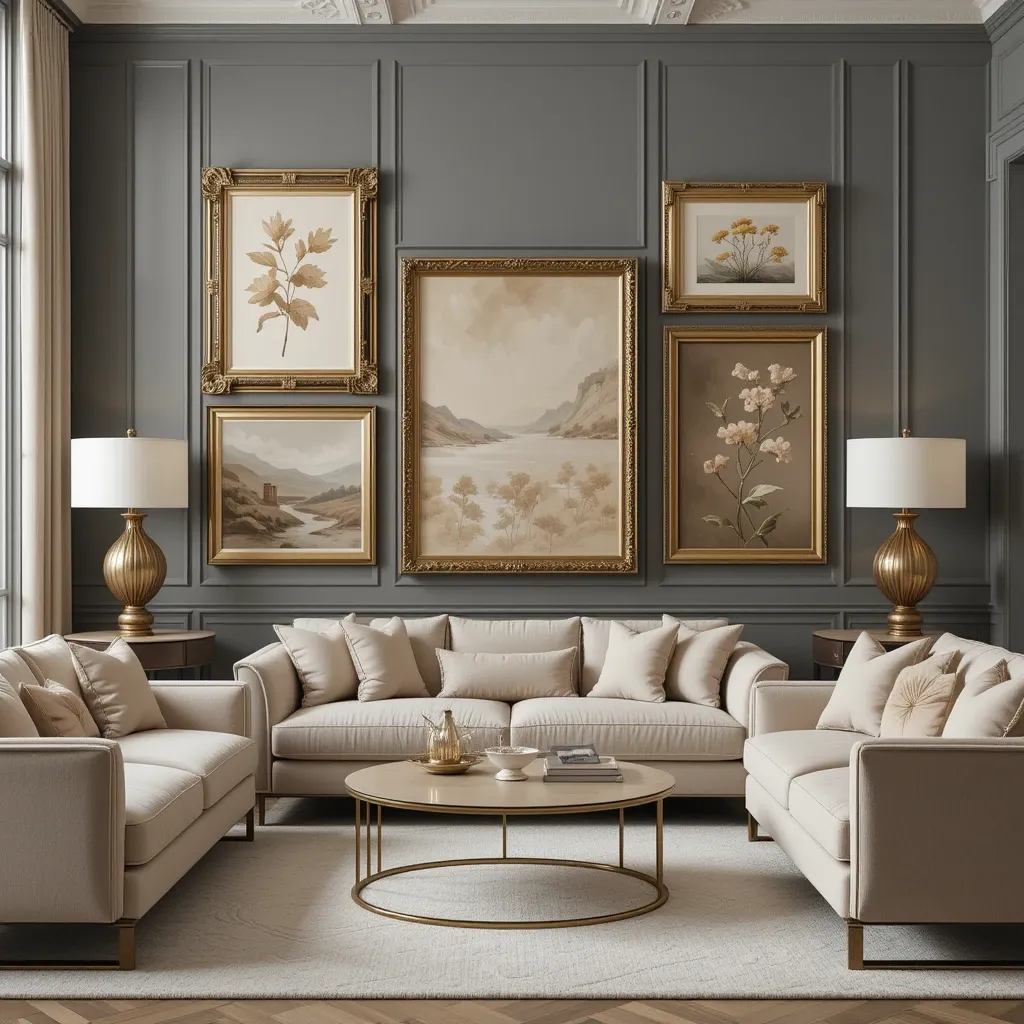 Grey Walls with Beige Artwork and Framing