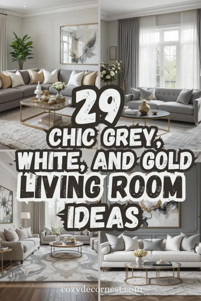 Grey, White, and Gold Living room