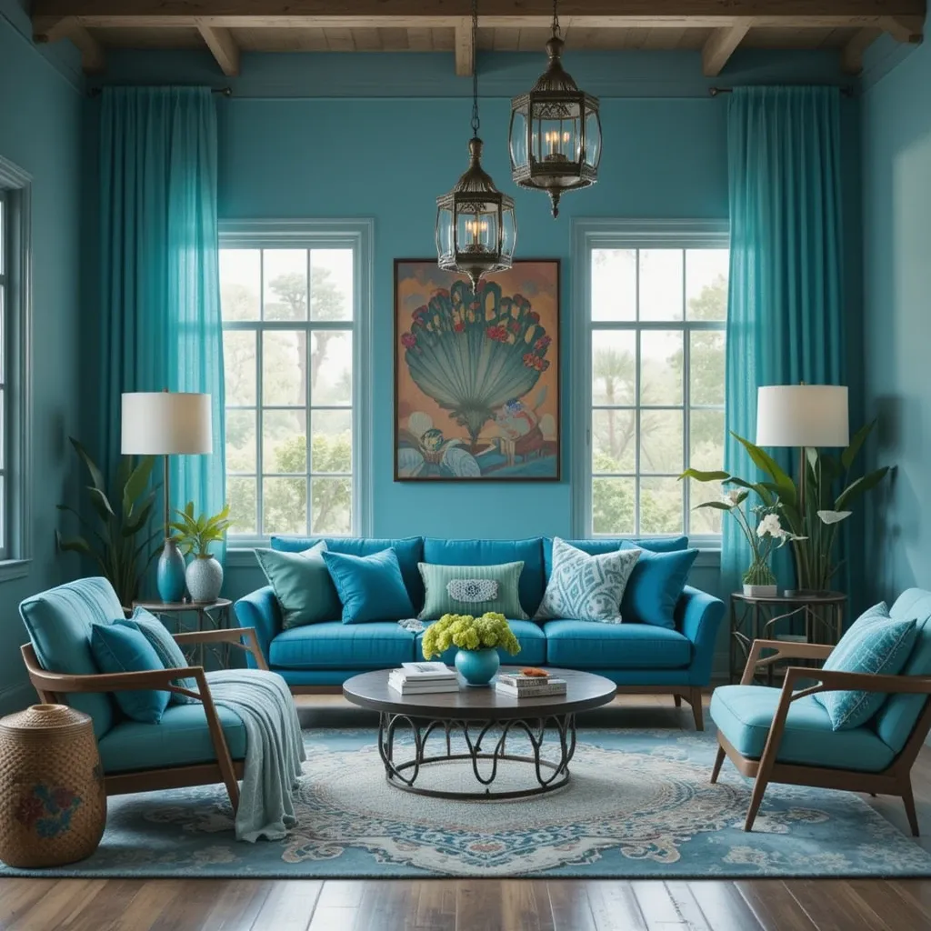 Hanging Lanterns in Oceanic Colors