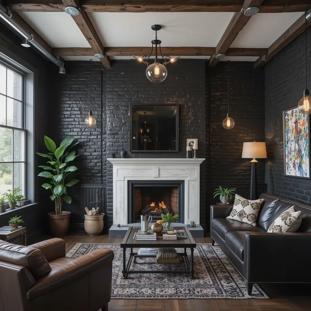 Industrial Black Brick Wall