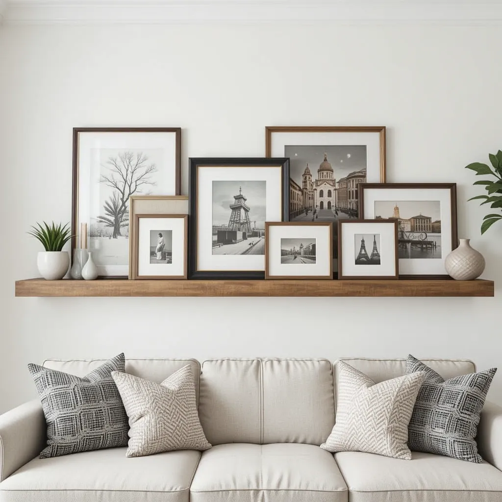 Layered Leaning Frames on a Ledge