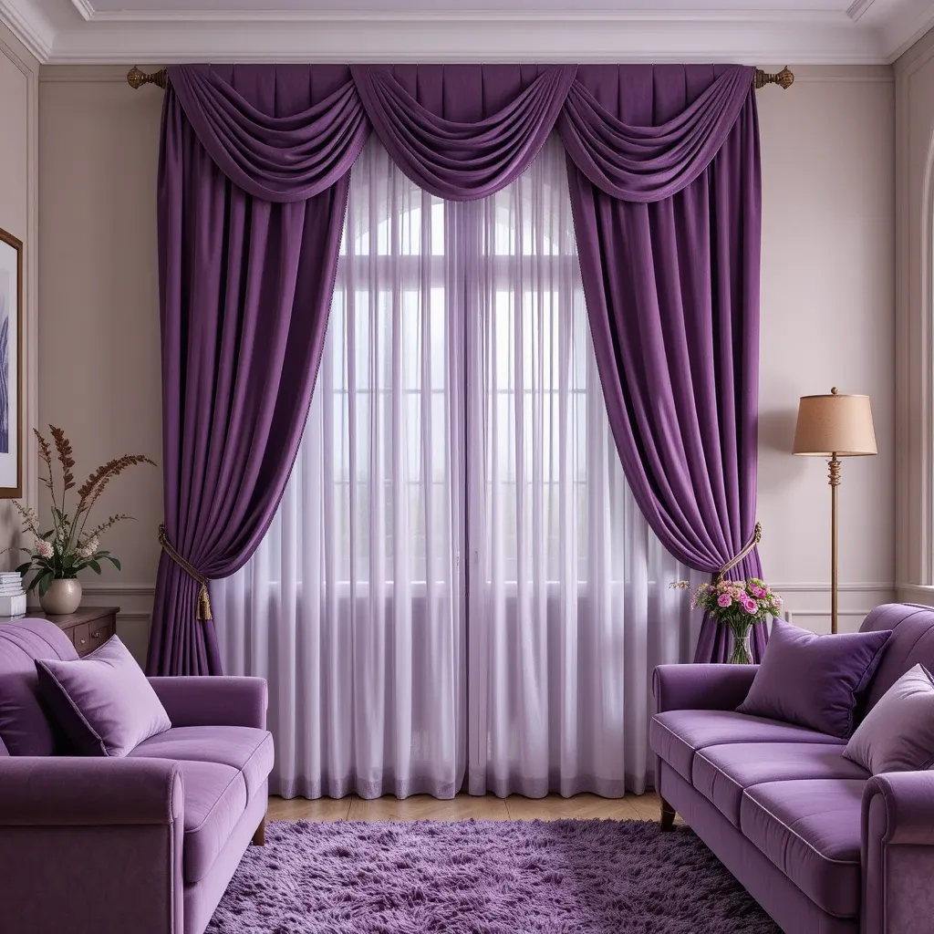 Layered Purple Curtains for Texture