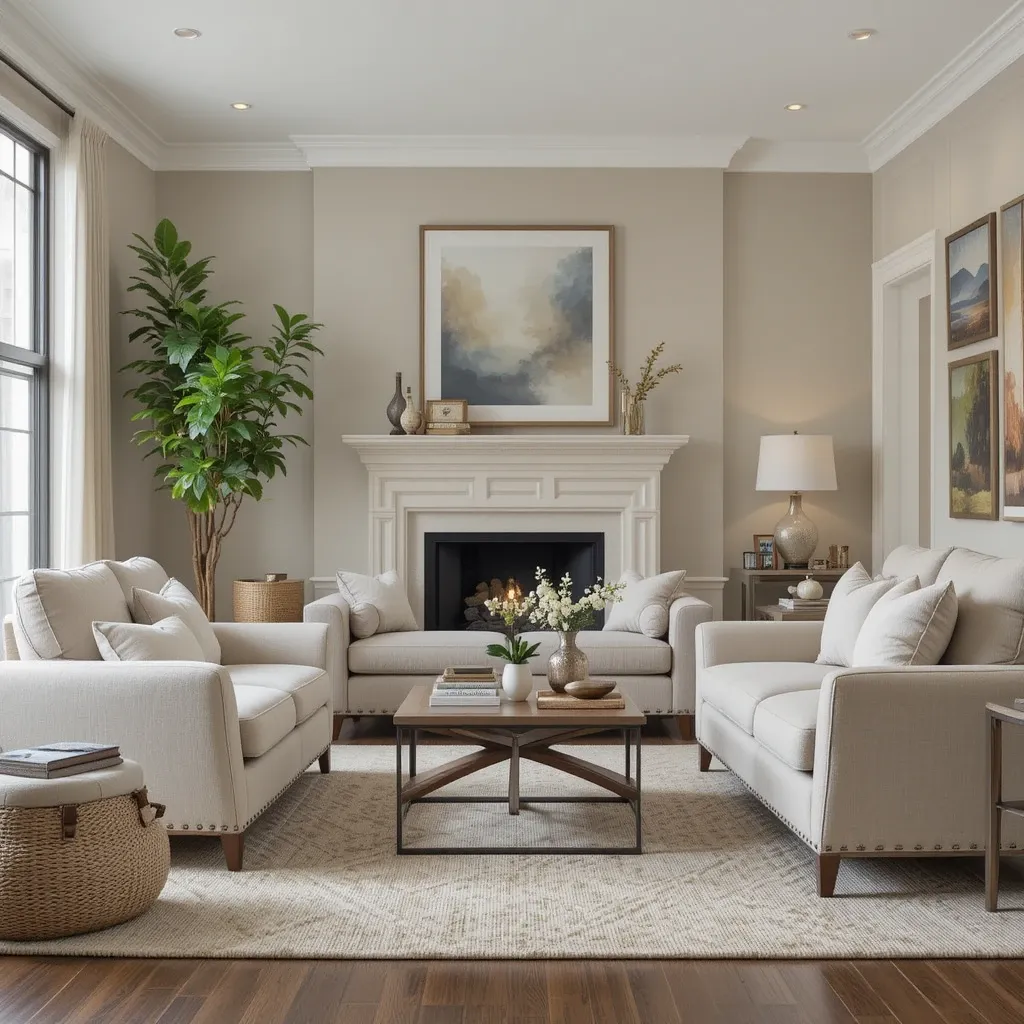 Light Beige Upholstered Armchairs