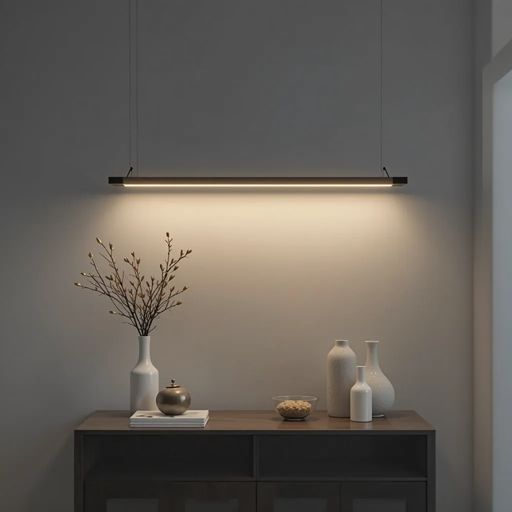 Linear Suspension Light Over a Console