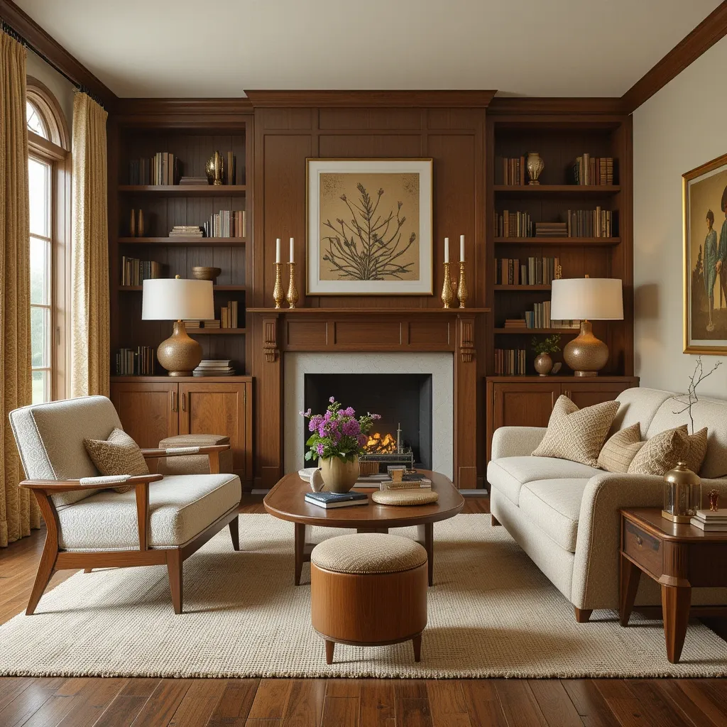 Mid-Century Brown and Cream