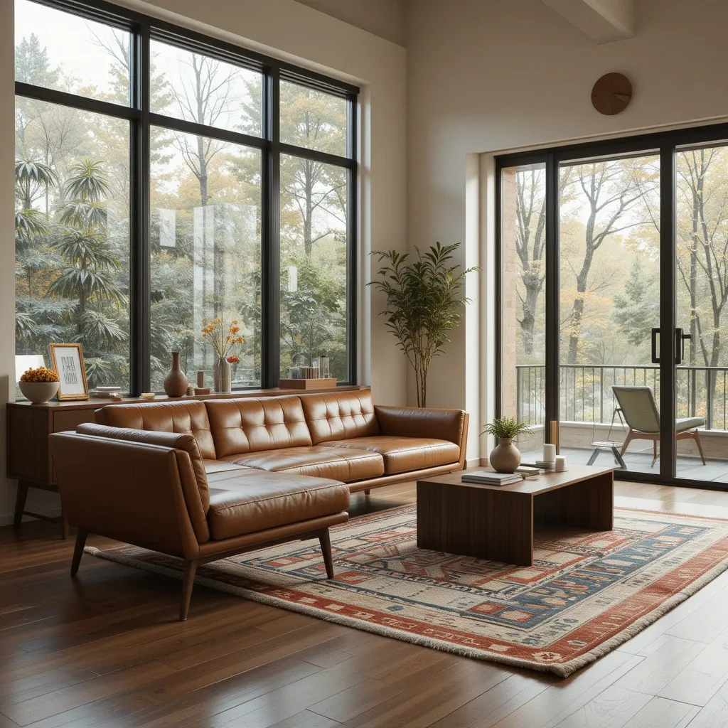 Mid-Century Modern Leather Couch