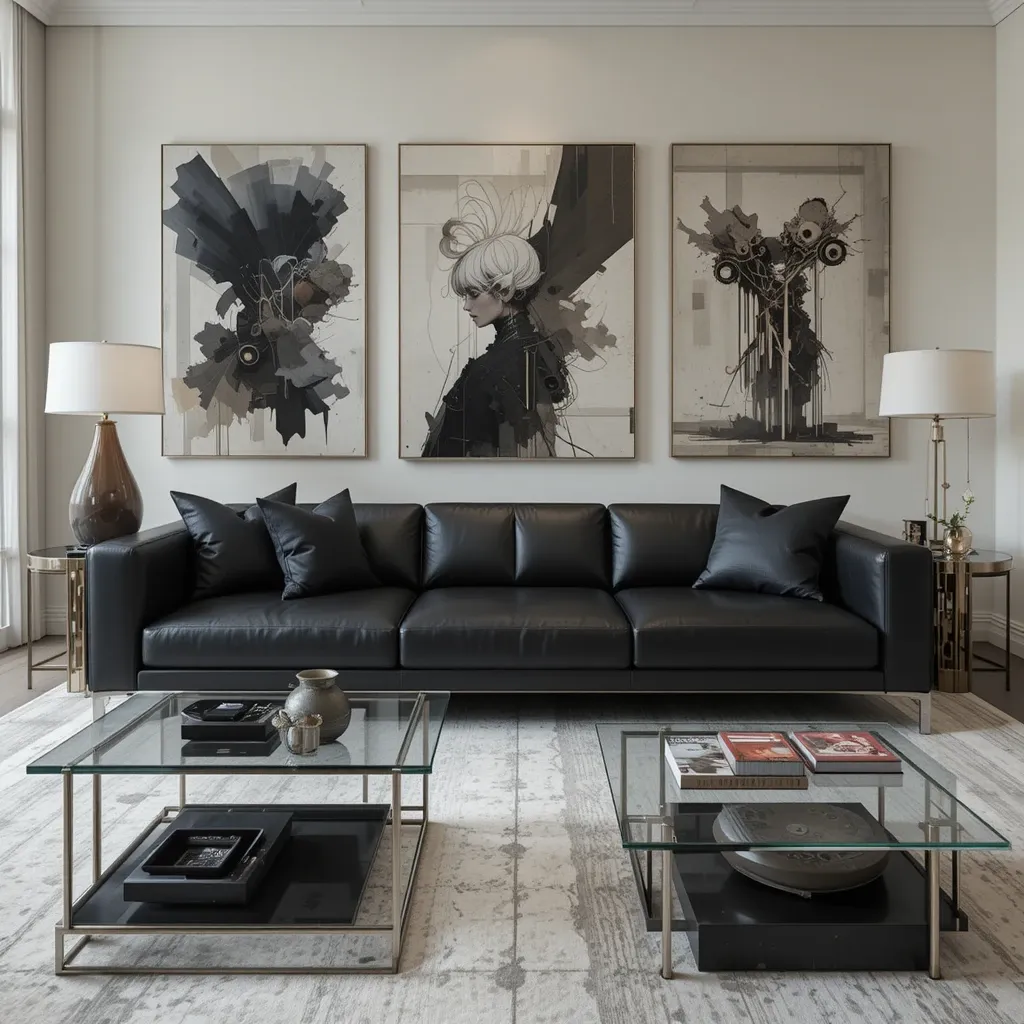 Modern Minimalism with a Black Leather Sofa