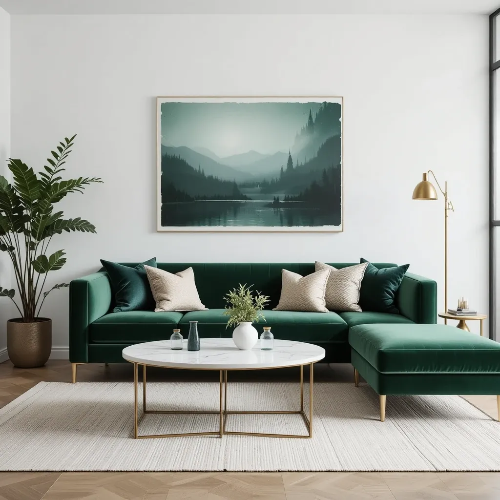 Modern Minimalist with Deep Green Velvet